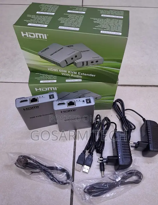 60M HDMI KVM Extender – HDMI + USB Keyboard/Mouse Over CAT6 Ethernet