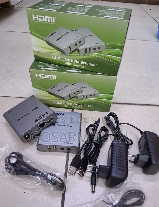 HDMI KVM Extender 60M – USB Keyboard Mouse, Audio, 1080P Over CAT6