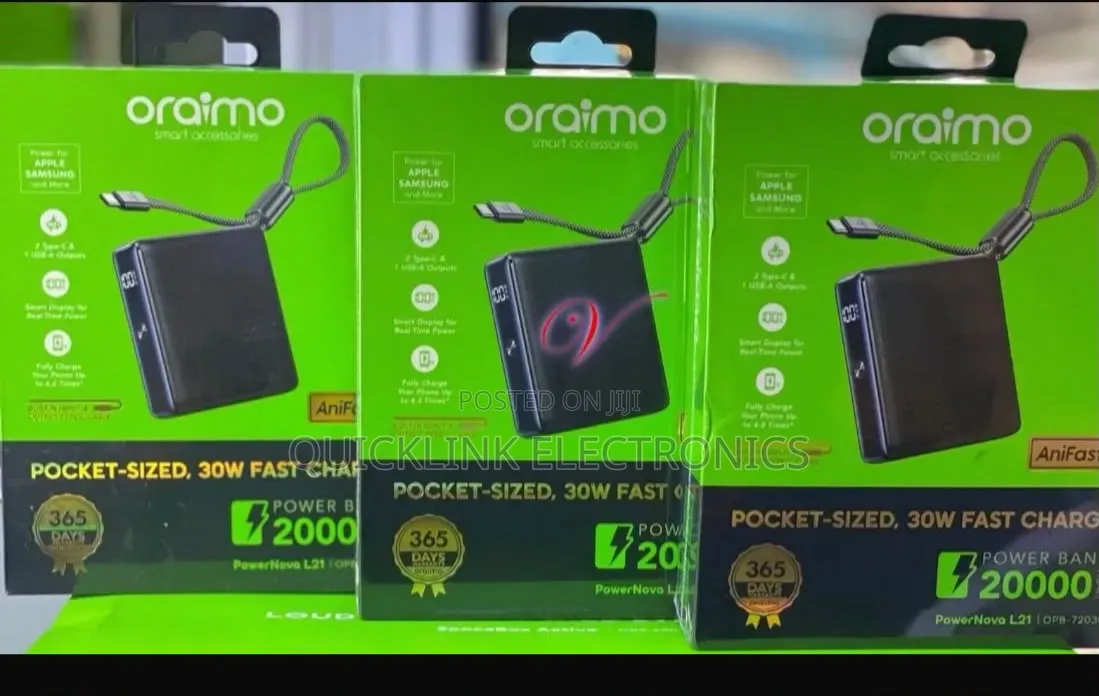 Oraimo PowerNova L21 Opb-7203c 20,000Mah 30W Fast Charging
