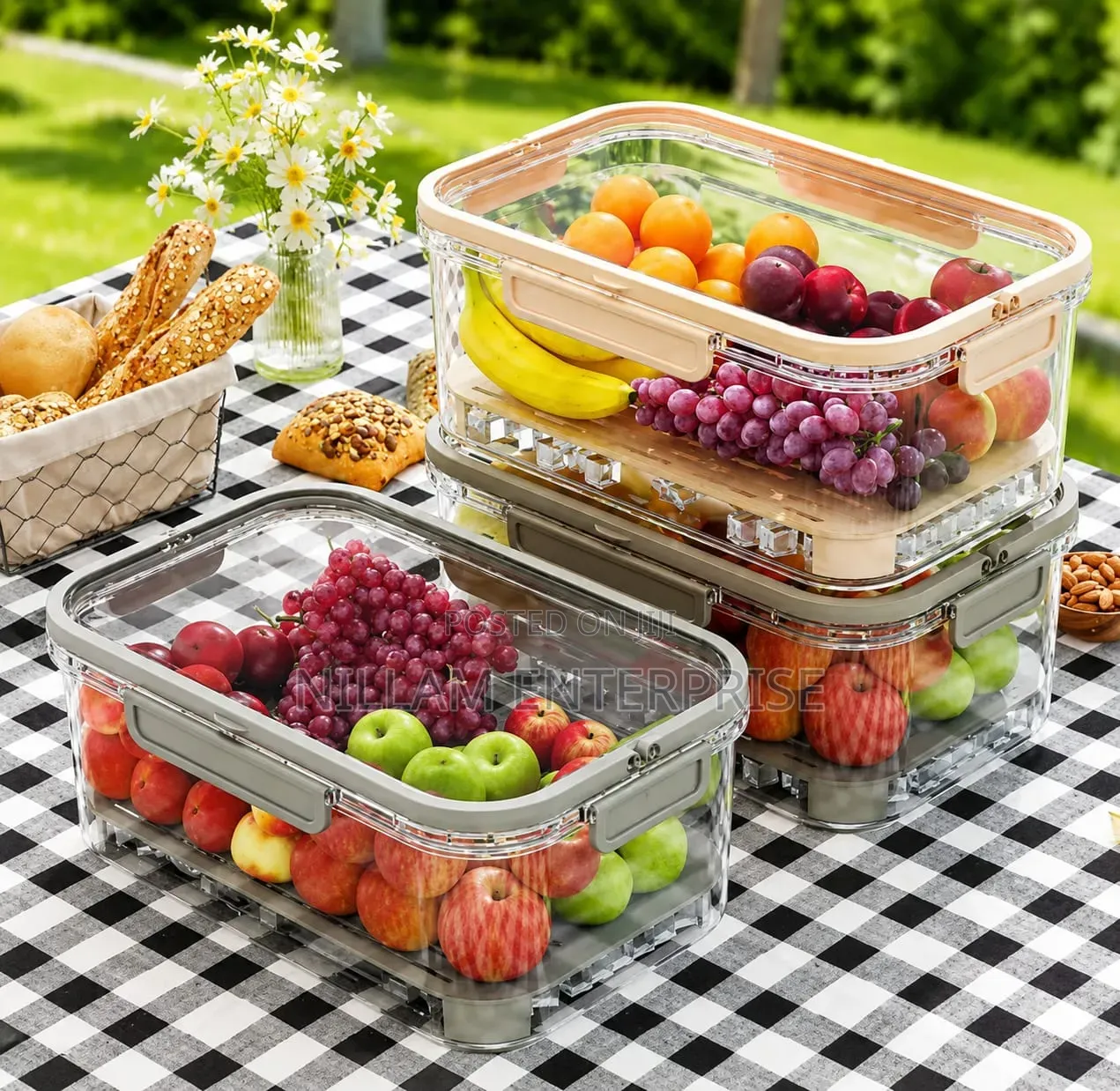 Large Capacity Airtight Food Storage Container With Drain Tray