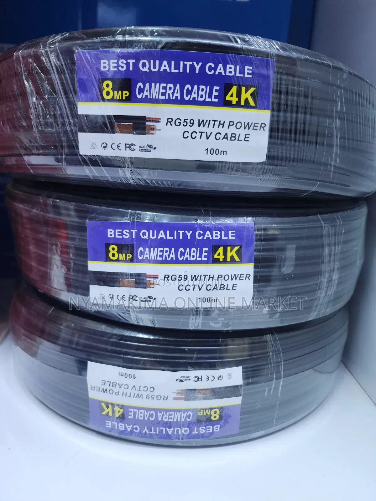 RG59 Coaxial Cable With Power 100m