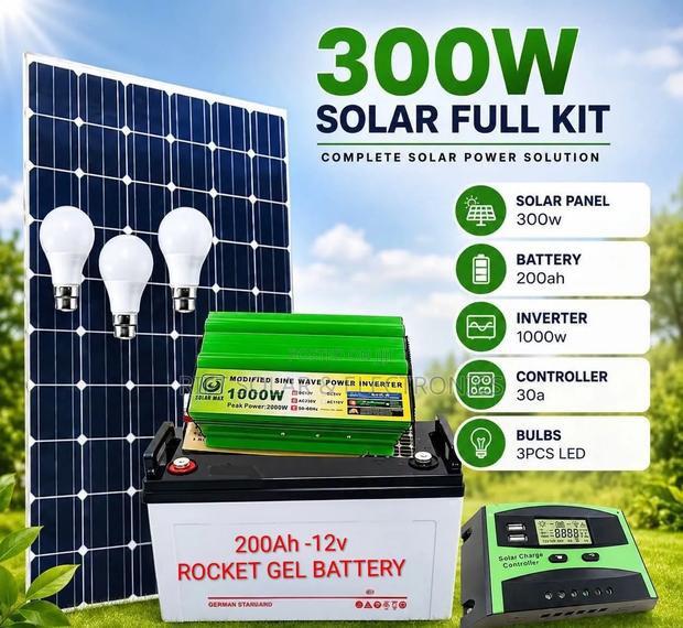 300 Watts Package - 200Ah Battery - 1200w Inverter - 30A Controller