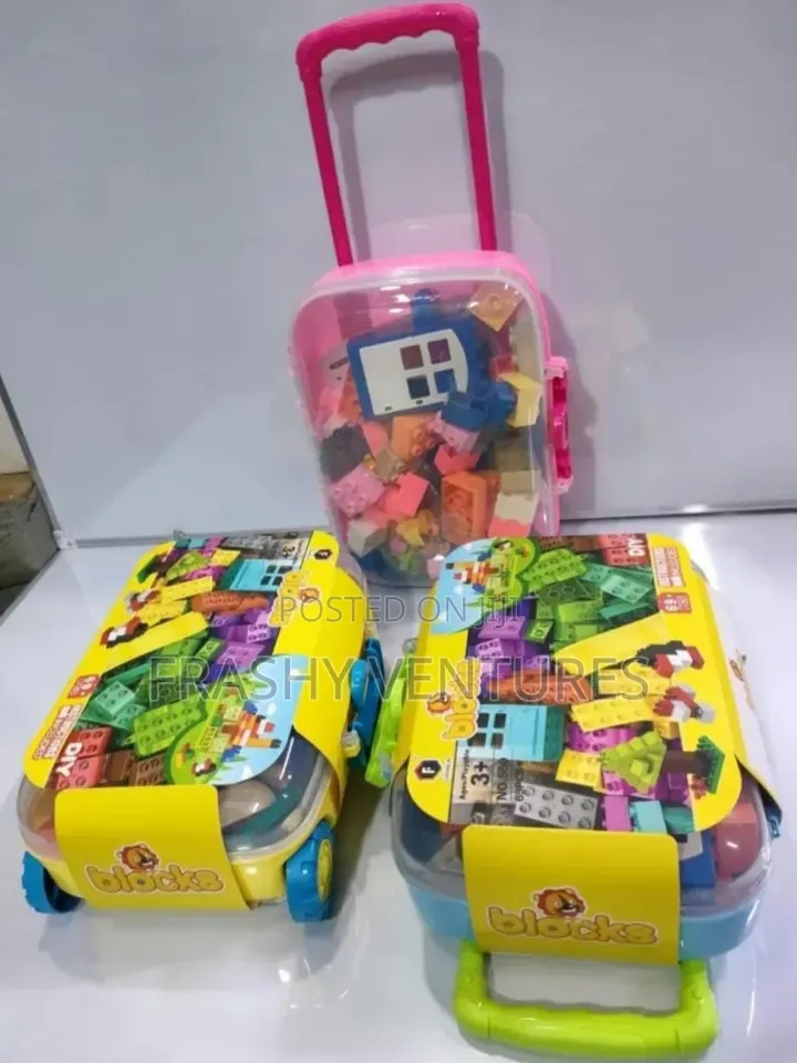 Kids' DIY Educational Building Blocks 72pcs Portable Storage Suitcase