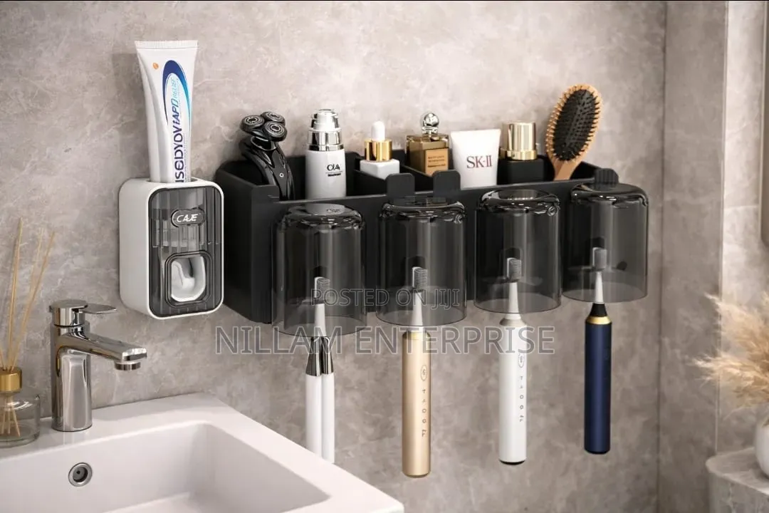 Toothbrush Holder /Toothpaste Dispenser With 4 Cups*