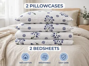 4pc Printed Cotton Bedsheet Set - Sizes Available: 4x6 / 5x6 / 6x6