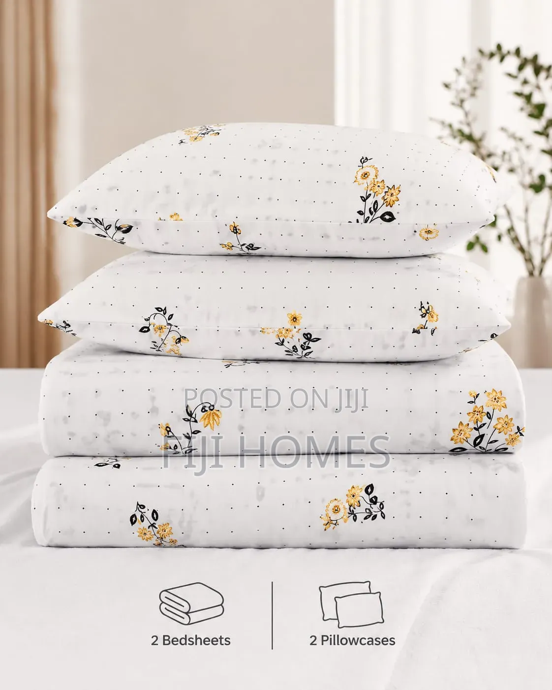 4pc Printed Cotton Bedsheet Set - Sizes Available: 4x6 / 5x6 / 6x6