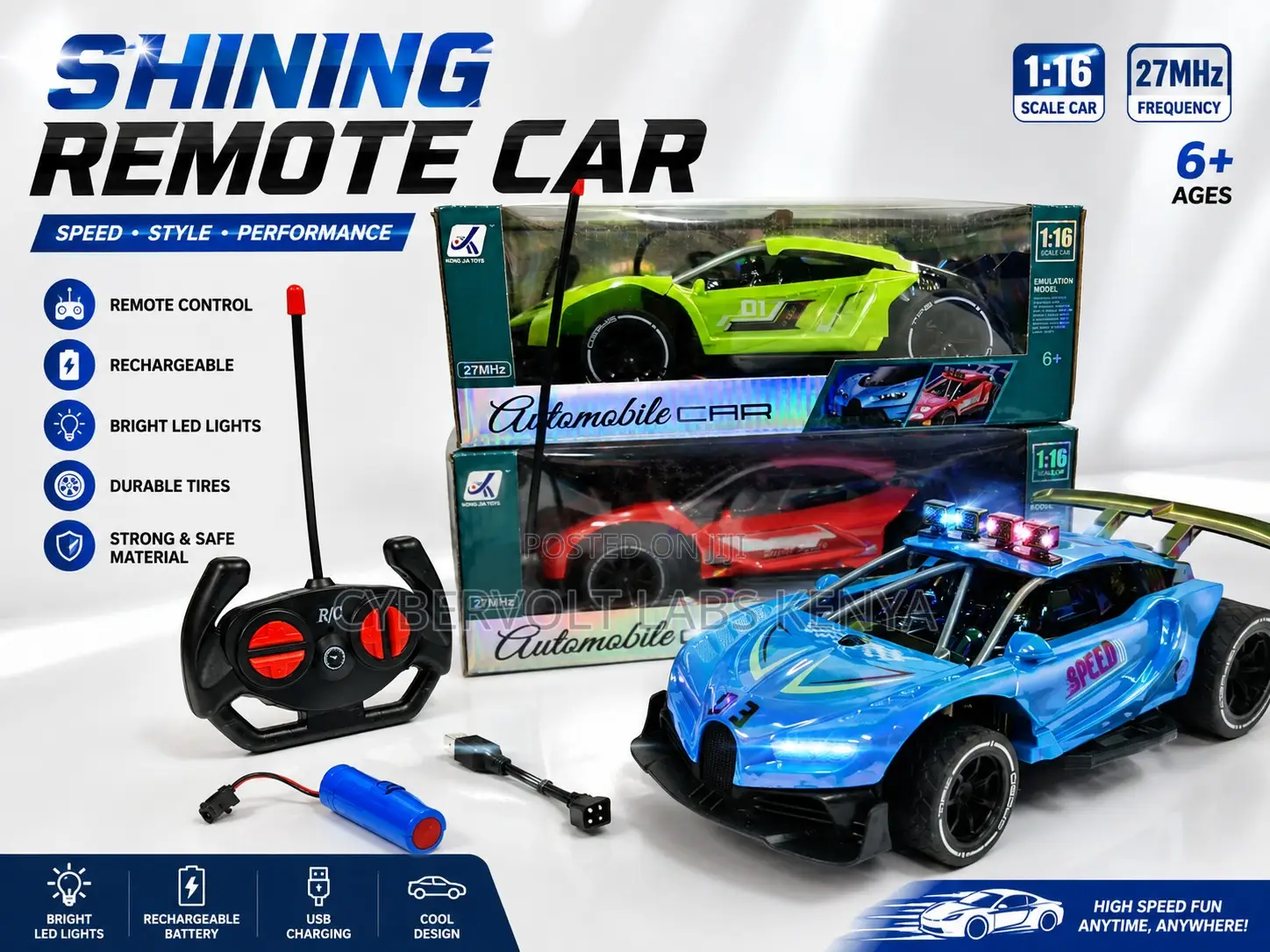 Remote Control Rechargeable Racing Car With LED Lights