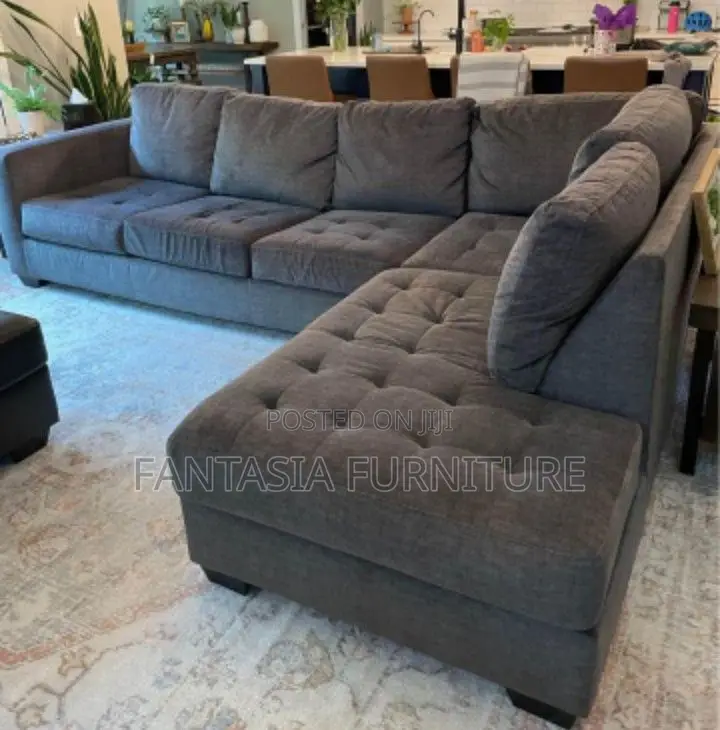 5 Seater Slate Grey Corner Sofa: Payment on Delivery