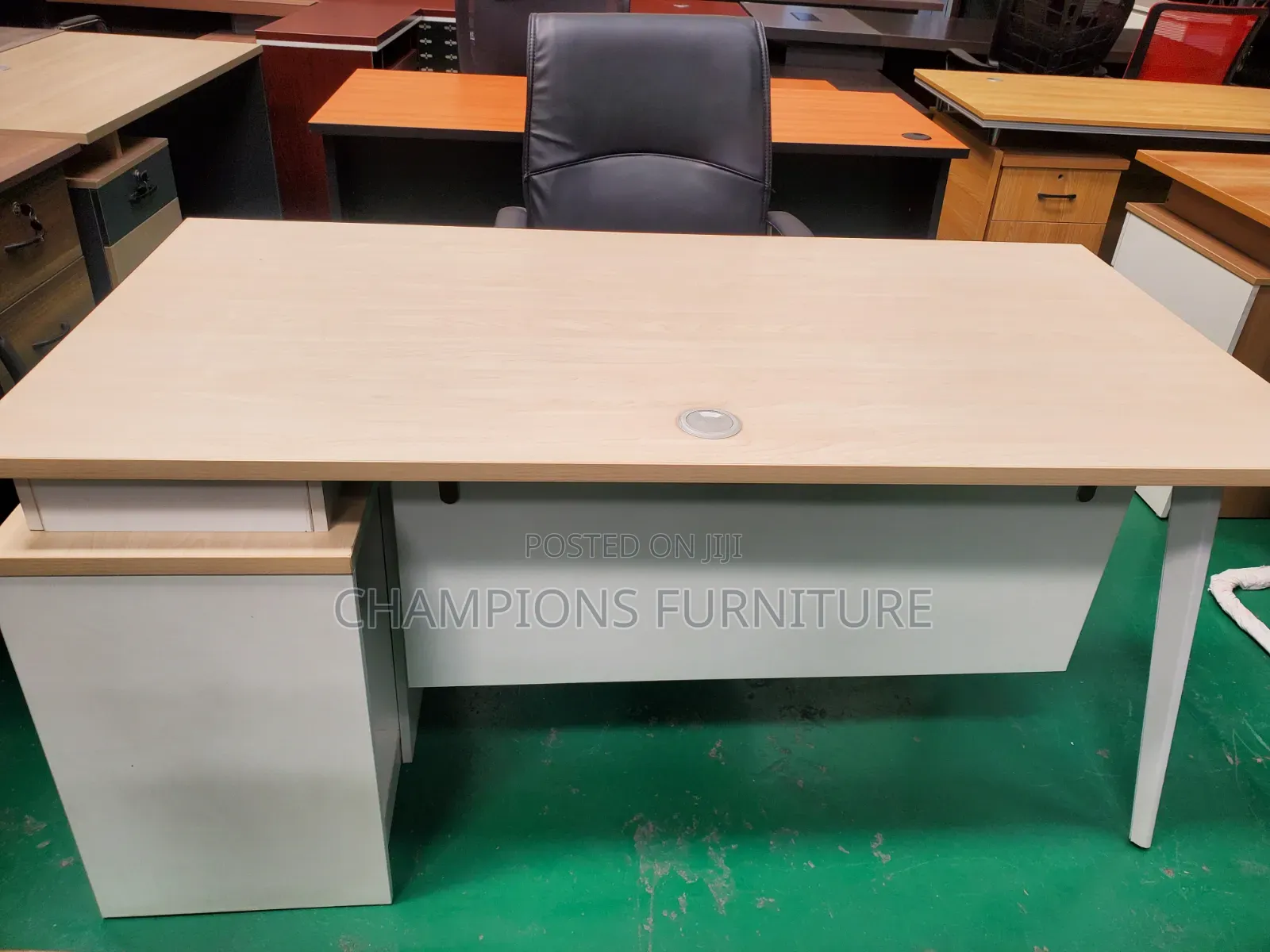 1.6M Minimalist Light Oak Executive Desk