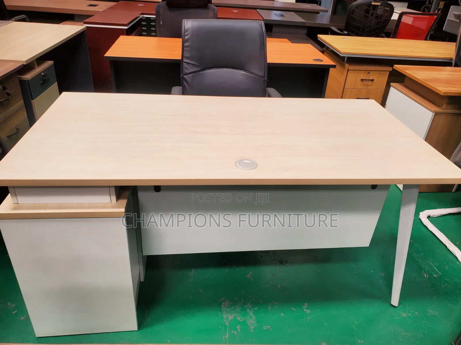 1.6M Minimalist Light Oak Executive Desk