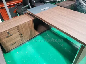 1.8M Walnut L-Shaped Executive Office Desk