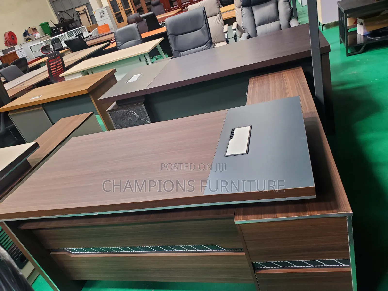 1.8M Walnut L-Shaped Executive Office Desk