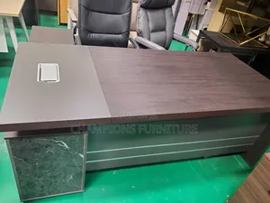 2M Marble-Accent Executive Desk
