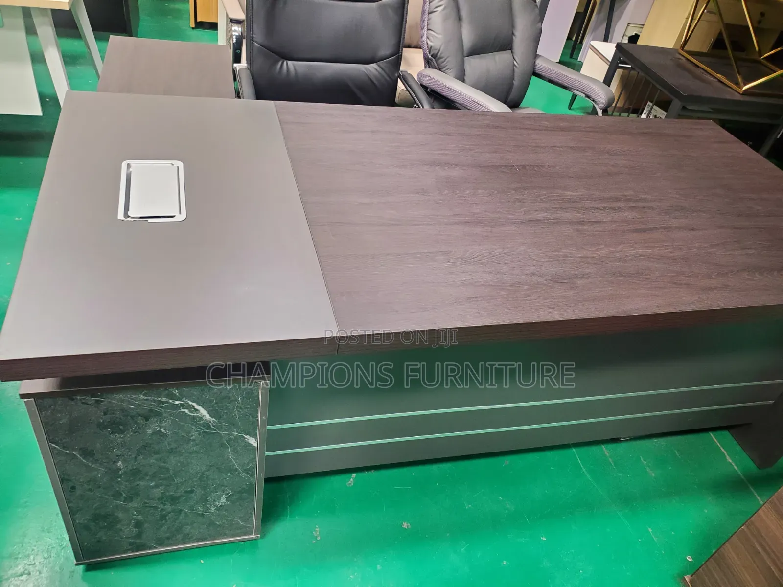 2M Marble-Accent Executive Desk