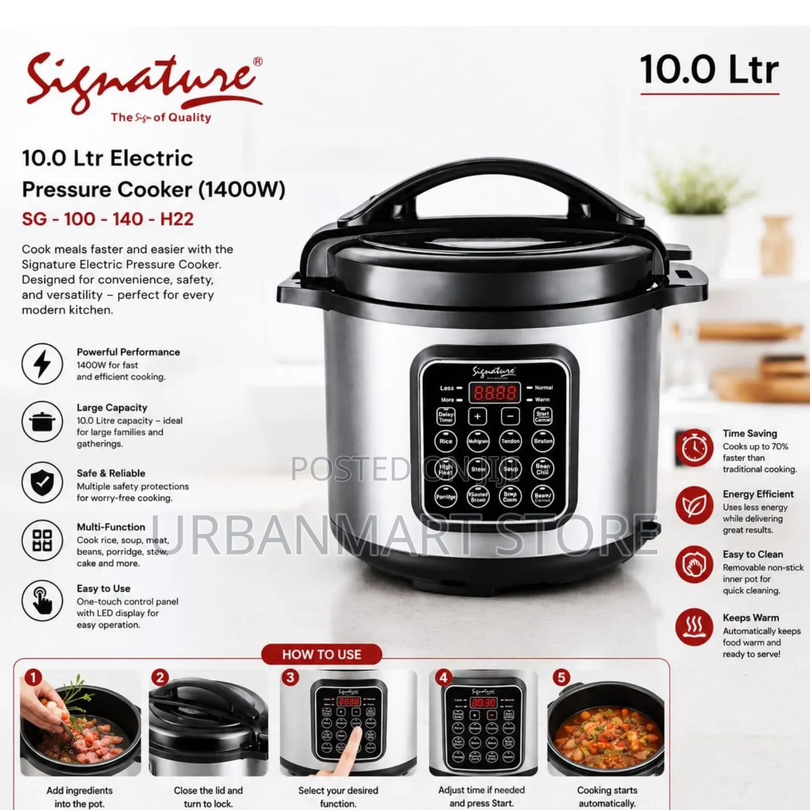 Signature 10 Litres , Pressure Cooker