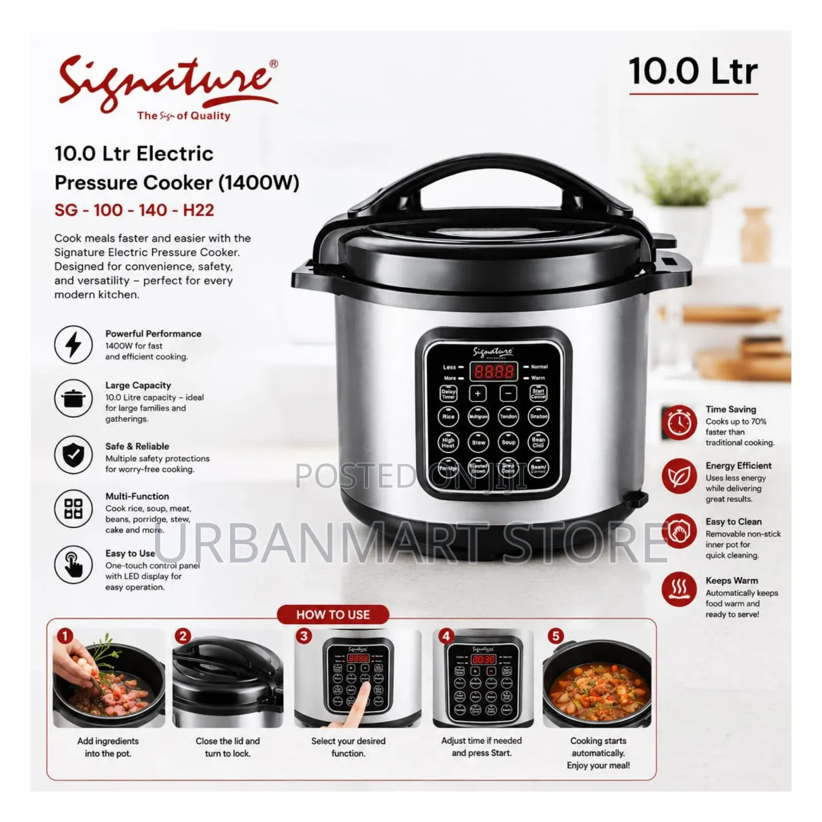 Signature 10 Litres , Pressure Cooker