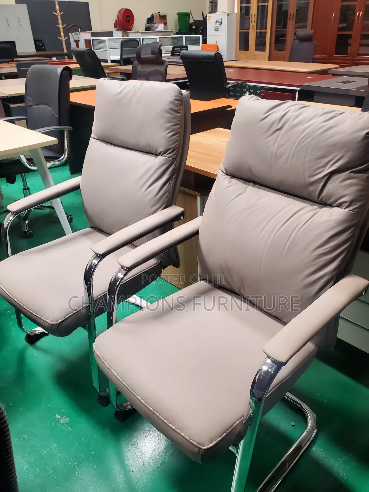 Beige Plush Leather GuestChairs
