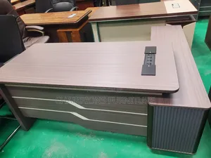 Modern L-Shaped Executive Desk With Power Connectivity