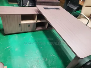 Modern L-Shaped Executive Desk With Power Connectivity