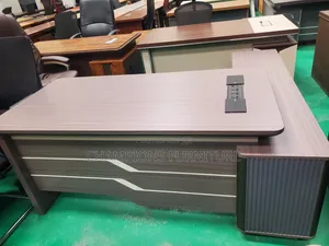 Modern L-Shaped Executive Desk With Power Connectivity