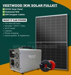 1kwh - 500 Watts Vestwood Power Station With 300W Solar + 10m Cable