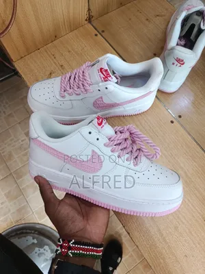 Brand New Air Force 1 Low Custom "Pink Chunky Rope Lace "