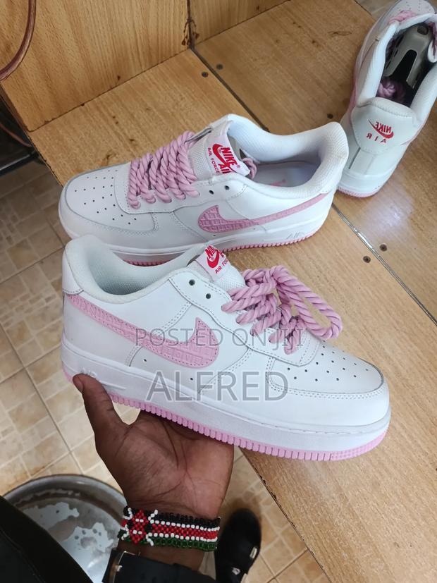 Brand New Air Force 1 Low Custom "Pink Chunky Rope Lace "