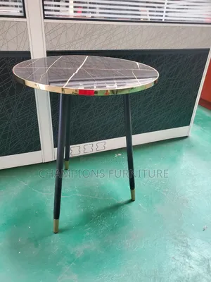 Moderm Black Marble Patterned Round Accent Table