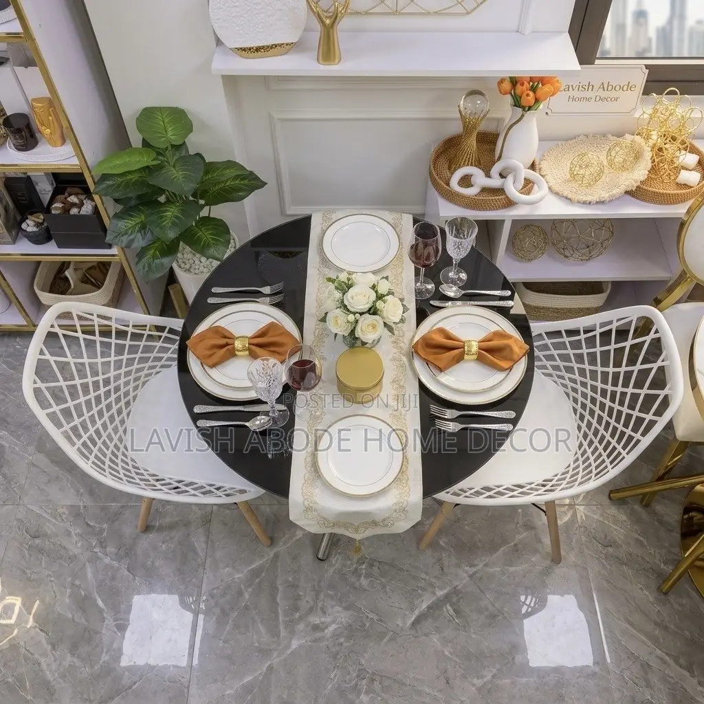 Round Clear Tempered Glass Silver Table With 2 White Mesh Eames Chair