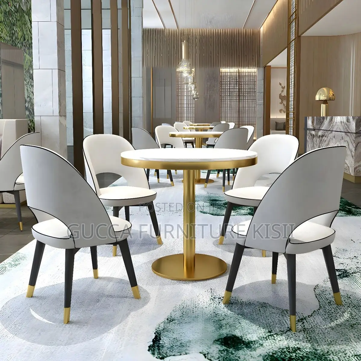 Dining Table; Modern Round Marble Dining Table