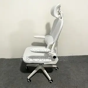 White Modern Desk Chair With Flip Up Arms