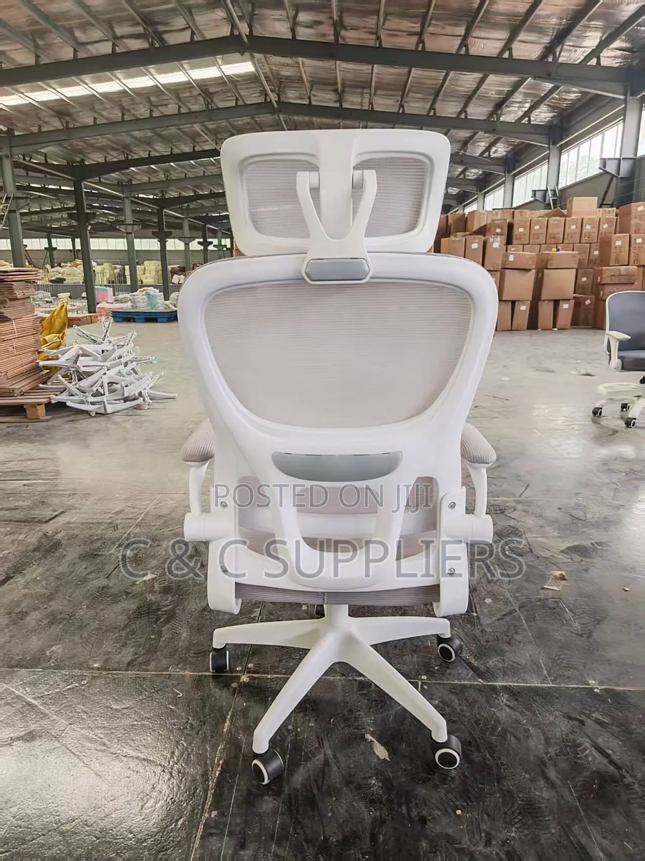 White Modern Desk Chair With Flip Up Arms