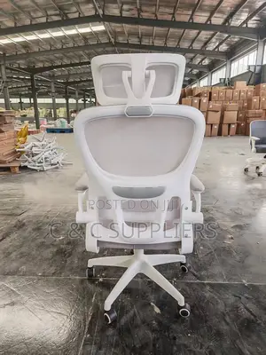 White Modern Desk Chair With Flip Up Arms