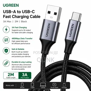 Ugreen USB-a to USB-C Fast Charging Cable 3a Max Black 2m