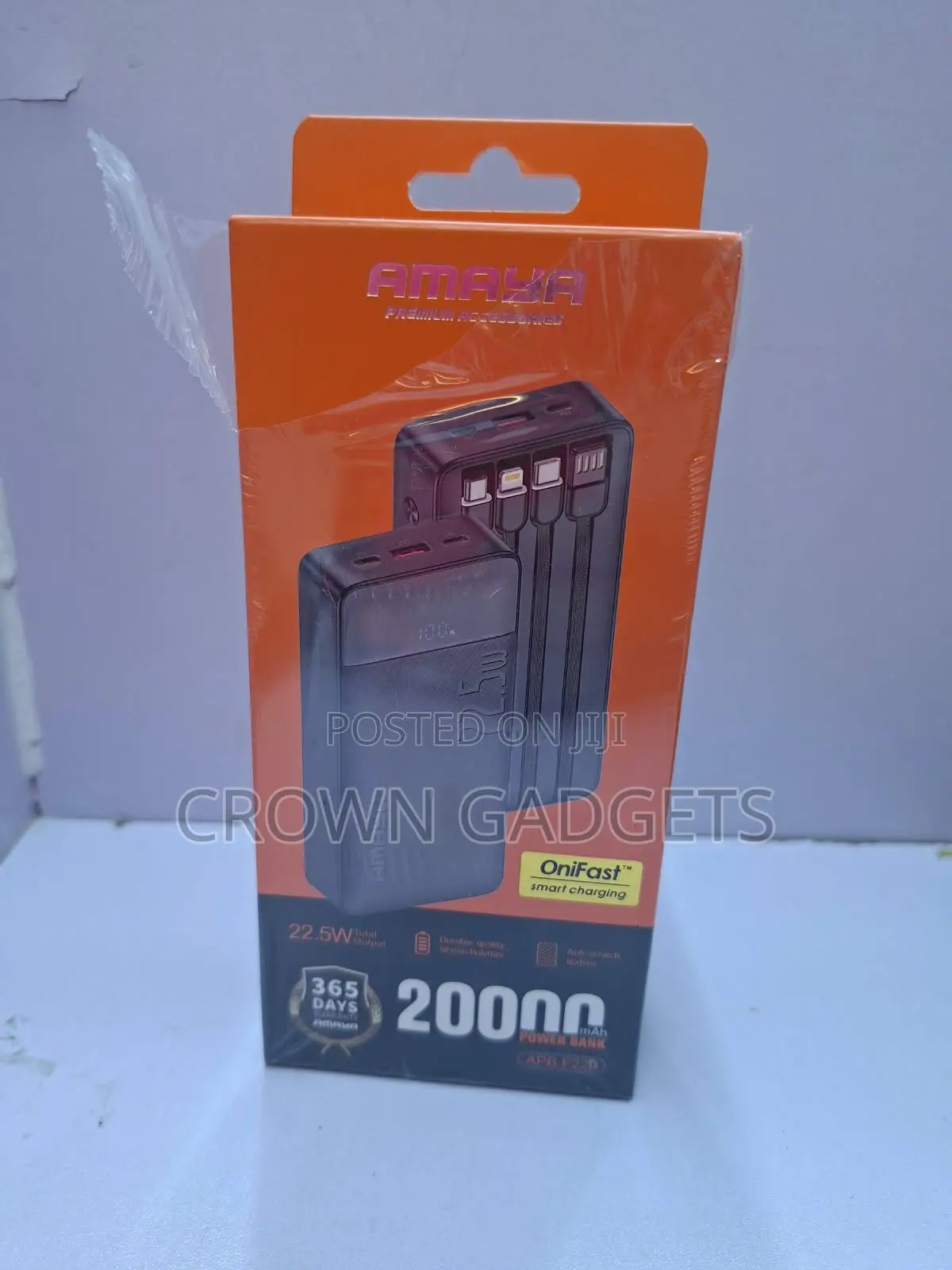 Amaya 20000mAh Power Bank With 4 Built-in Charging Cables