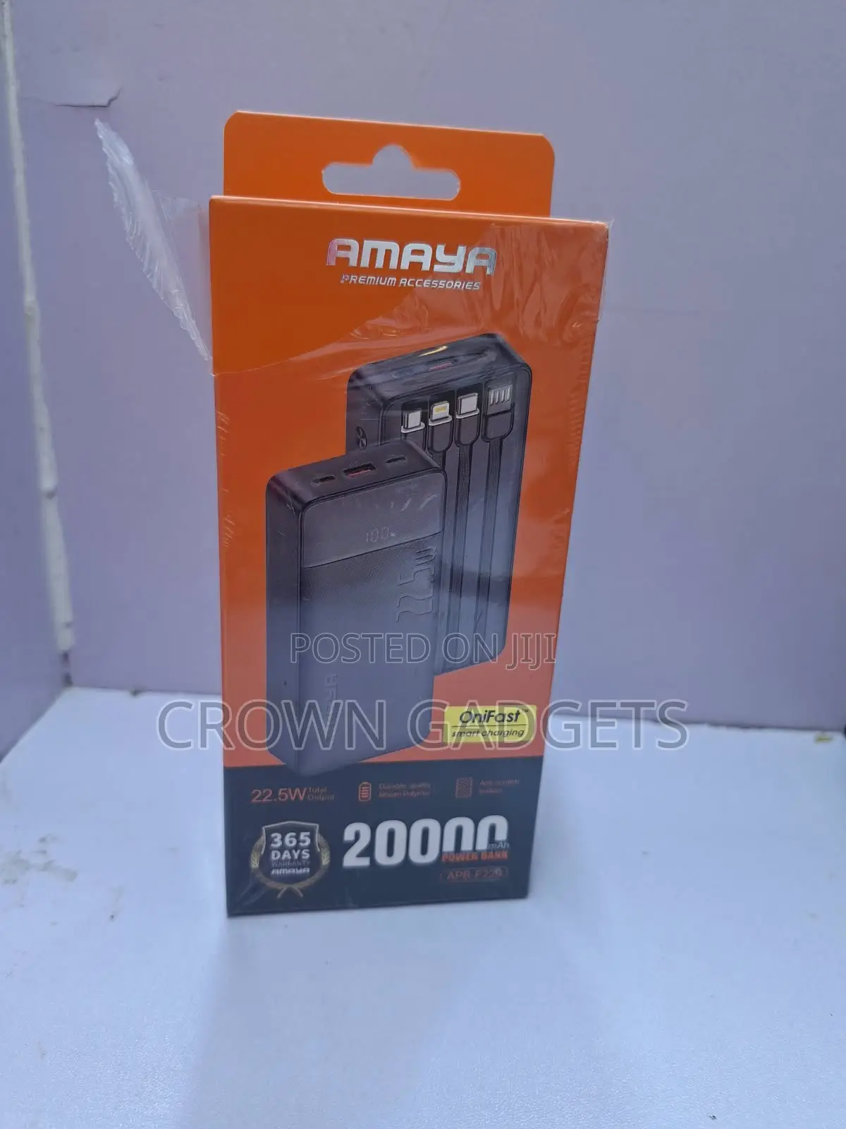 Amaya 20000mAh Power Bank With 4 Built-in Charging Cables