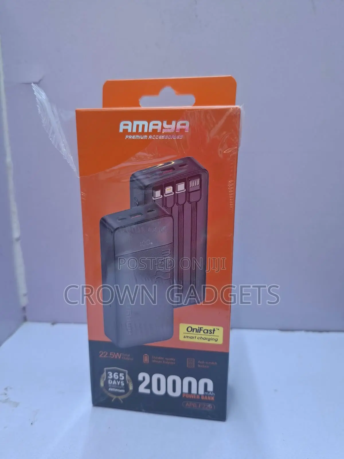 Amaya 20000mAh Power Bank With 4 Built-in Charging Cables