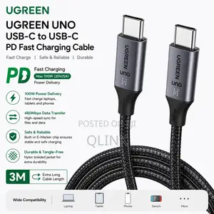 Ugreen Uno USB-C to USB-C Pd Fast Charging Cable 3m