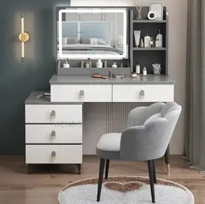 Dressers; Classic Home Dressing Room Vanity Set With Elegant Lighting