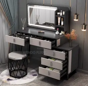 Dressers; Classic Home Dressing Room Vanity Set With Elegant Lighting