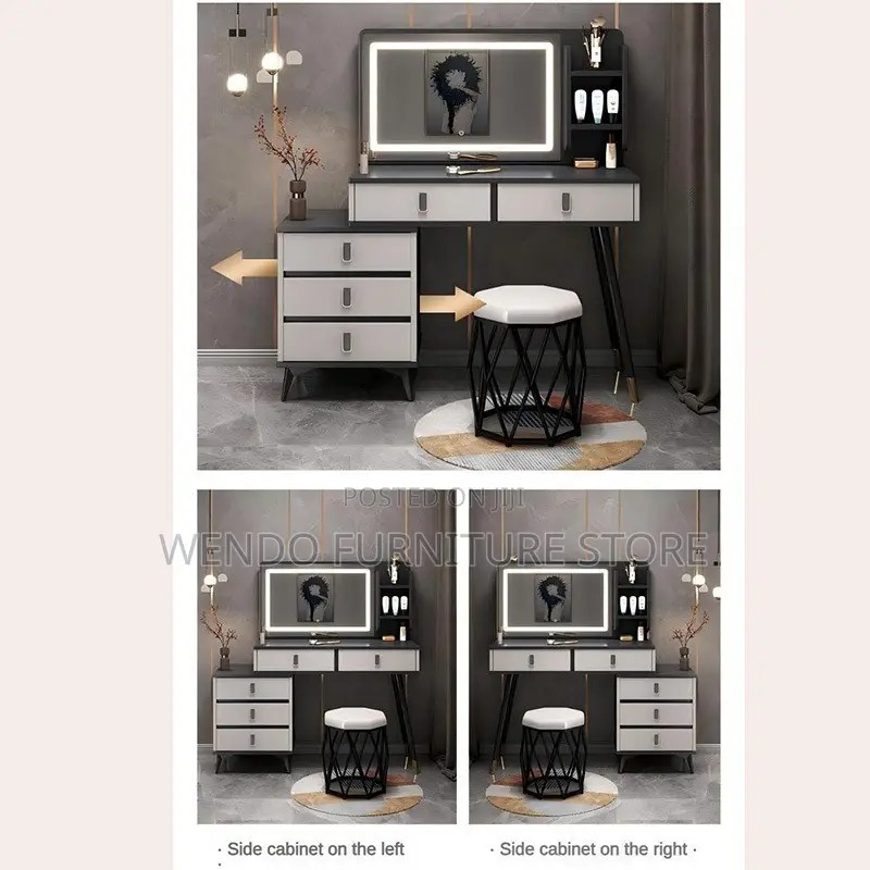 Dressers; Classic Home Dressing Room Vanity Set With Elegant Lighting