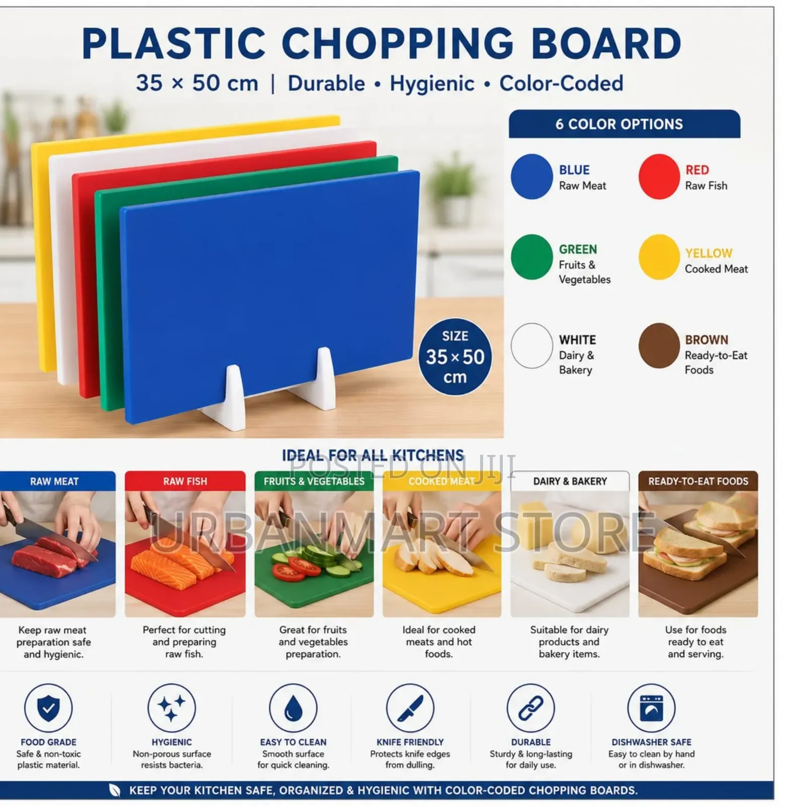 Heavy Duty Plastic Chopping Board 35×50cm