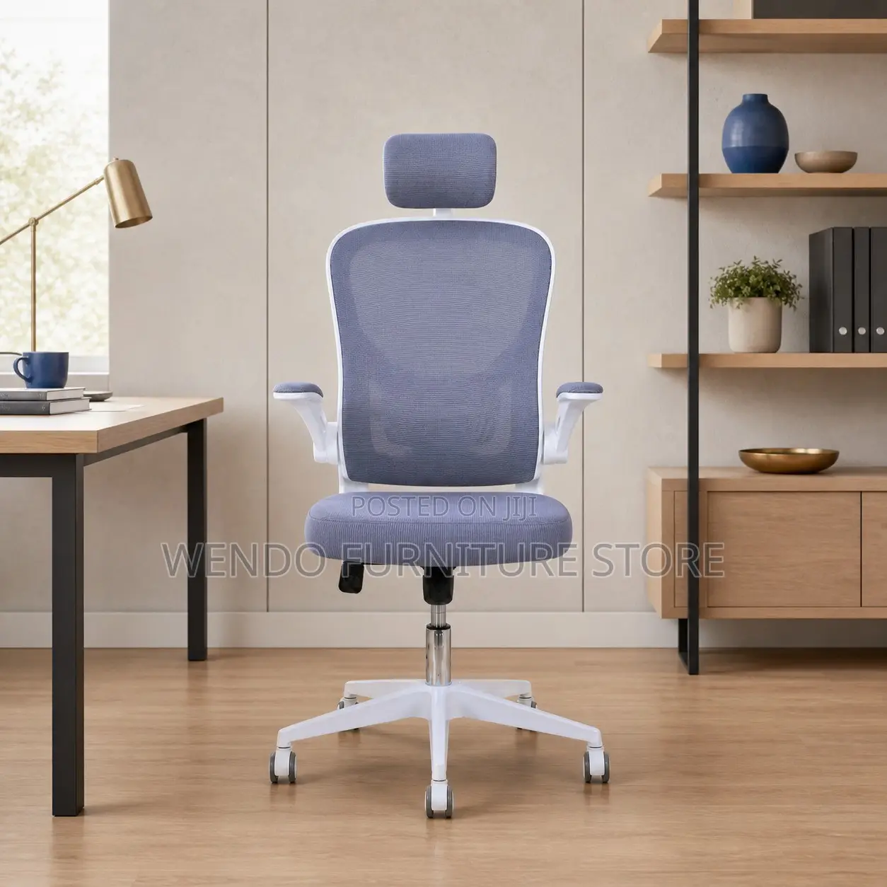 Office Chairs; White Ergonomic High Fabric Office Staff Chair