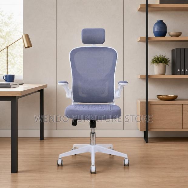 Office Chairs; White Ergonomic High Fabric Office Staff Chair