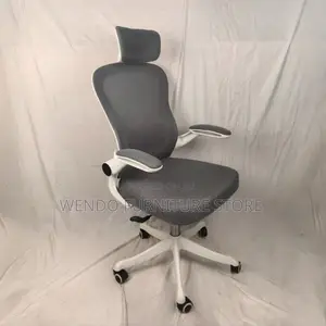 Office Chairs; White Ergonomic High Fabric Office Staff Chair