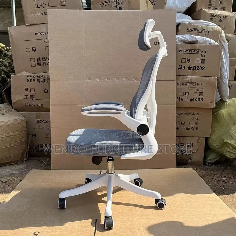 Office Chairs; White Ergonomic High Fabric Office Staff Chair