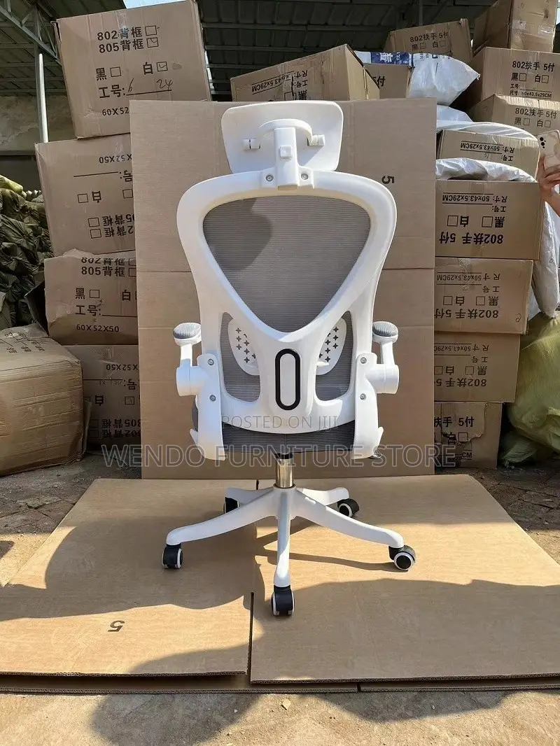 Office Chairs; White Ergonomic High Fabric Office Staff Chair