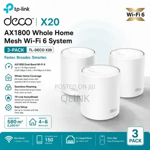 TP-Link Deco X20 AX1800Mesh Wi-Fi 6 System (3 Pack) - TL-DECO X20