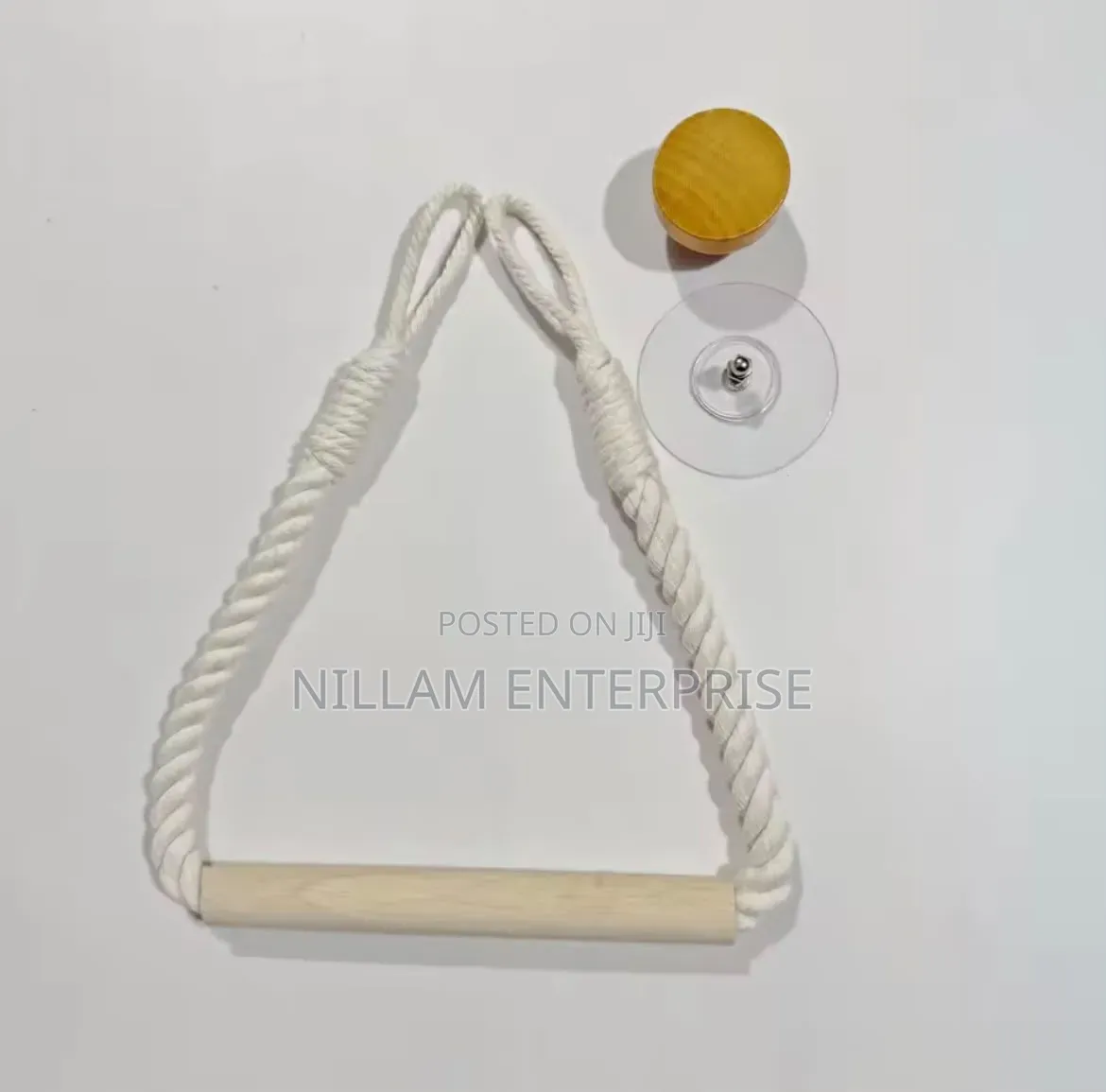 White Cotton Rope Wooden Rod Paper Holder