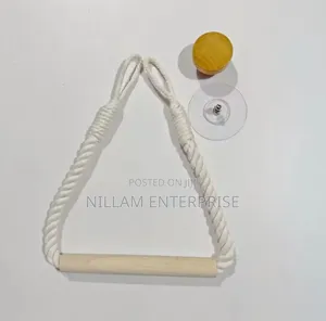 White Cotton Rope Wooden Rod Paper Holder